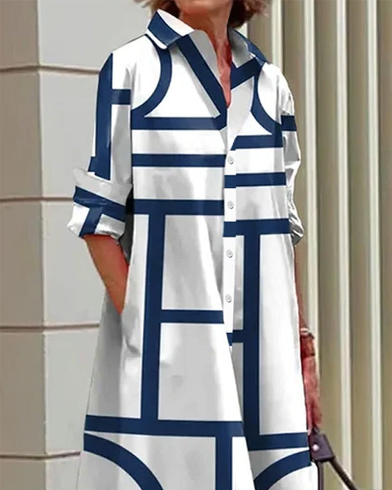 CLAIRE | Dress with pockets and geometric pattern