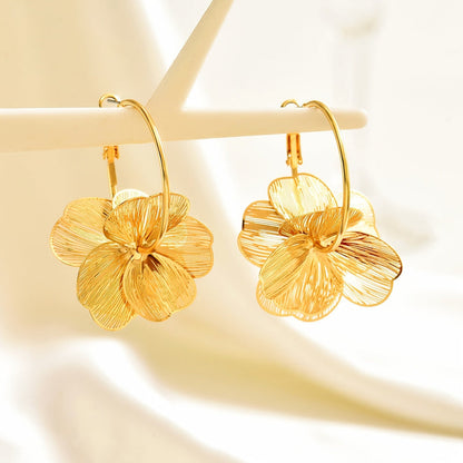 Exaggerated Gold Hollow Earrings