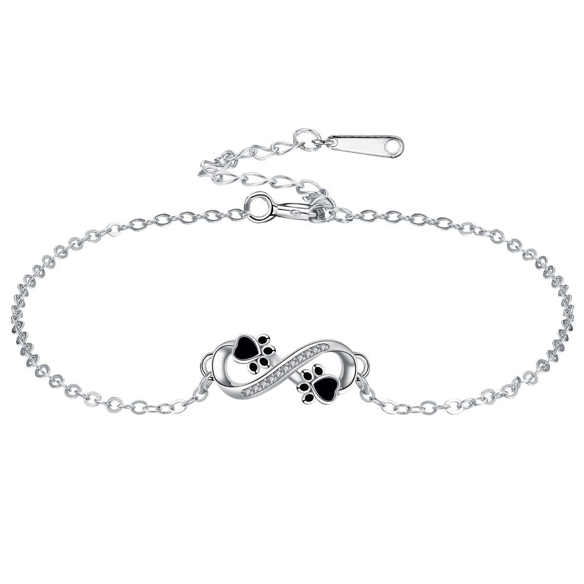 Infinite Symbol Pendant Pet Paw Bracelet with Zirconia