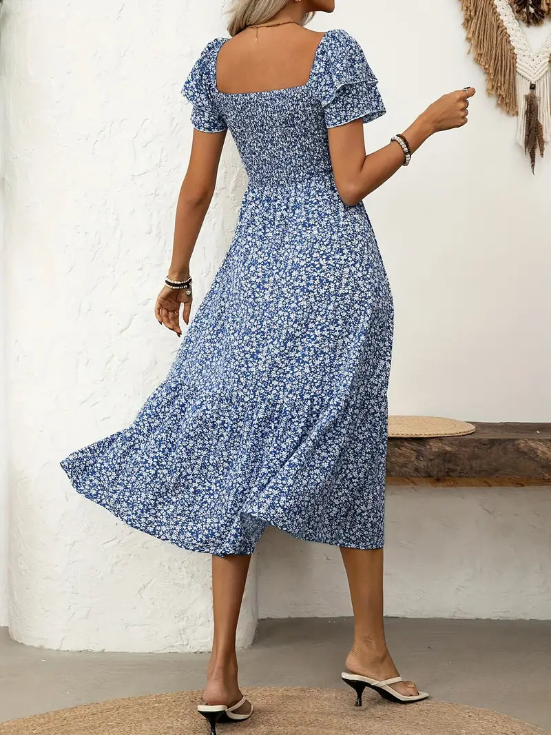 LIMA | Floral Ruffle Midi Dress
