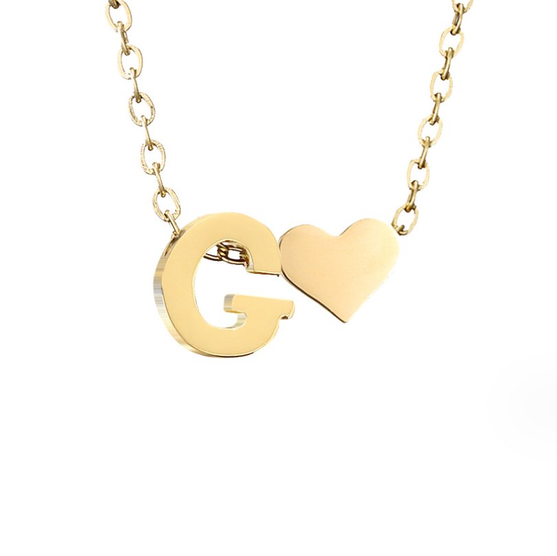 Timeless Initial Necklace with Heart Charm