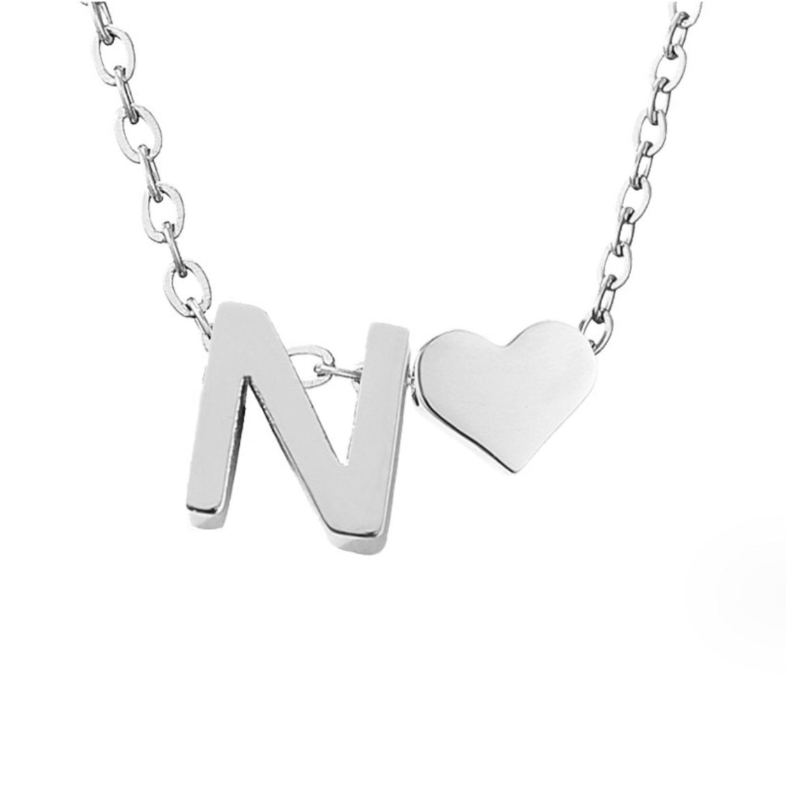 Timeless Initial Necklace with Heart Charm