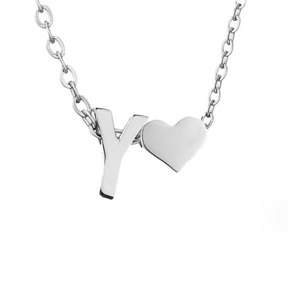 Timeless Initial Necklace with Heart Charm