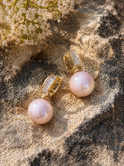 Breast Cancer Awareness Blush Pearl Earrings