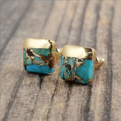 Nature Stone Gold Earrings