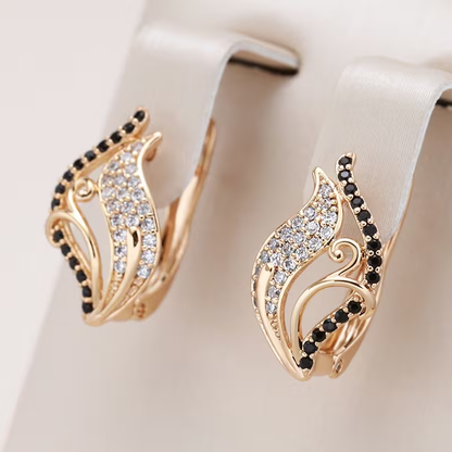 Elegant Black & Gold Stud Earrings