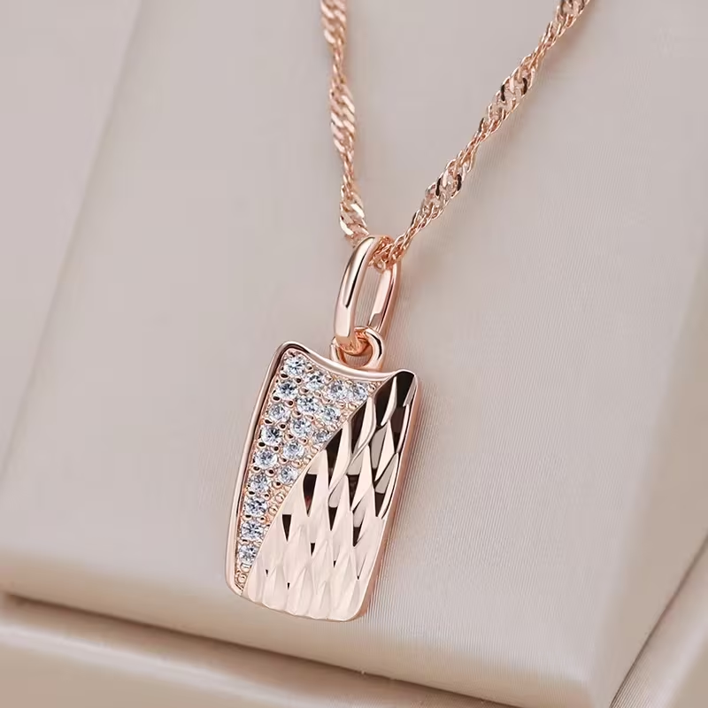 Elegant Gold Plated Rectangle Necklace