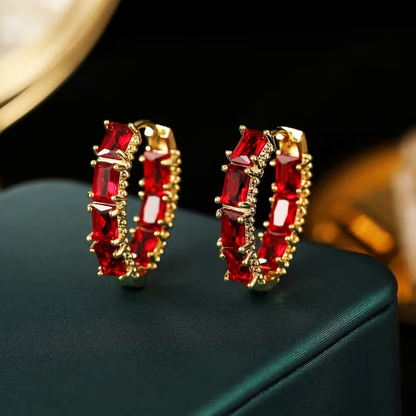 Elegant Red Hoop Earrings