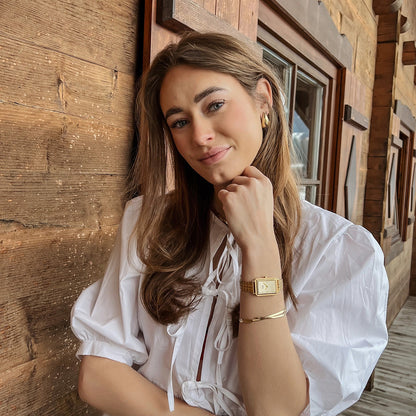 Fluette Watch Steel, Sand Texture Full Gold Colour