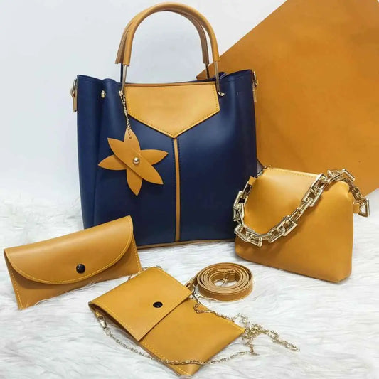 Elegant Luxe: 4-Piece Handbag Set with Gold Hardware