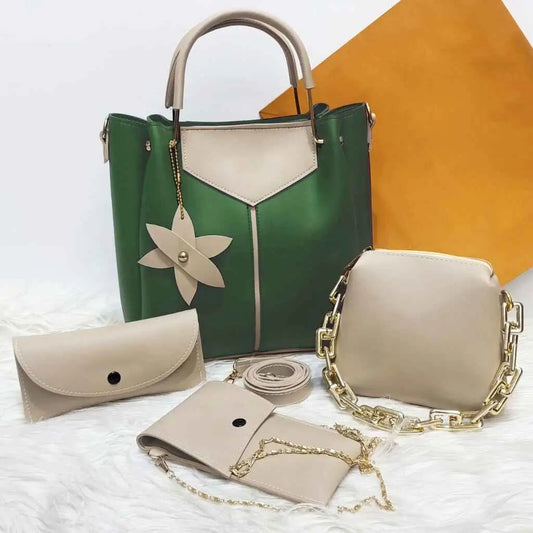 Elegant Luxe: 4-Piece Handbag Set with Gold Hardware