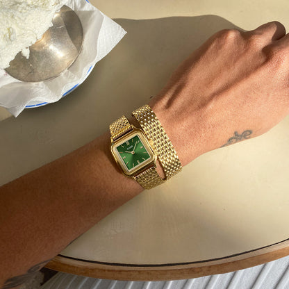 Gracieuse Petite Watch Double Steel, Forest Green, Gold Colour
