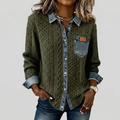 Simone™ | Denim Patchwork Shirt
