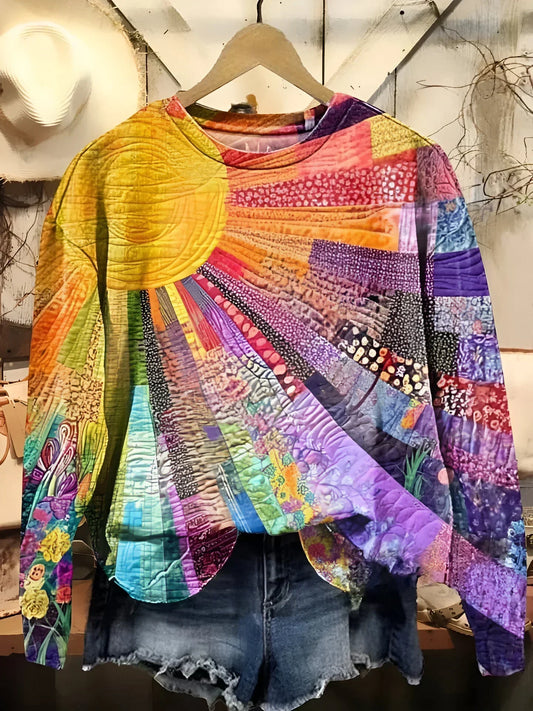 QUIRINE | Colorful Sun Collage Sweater
