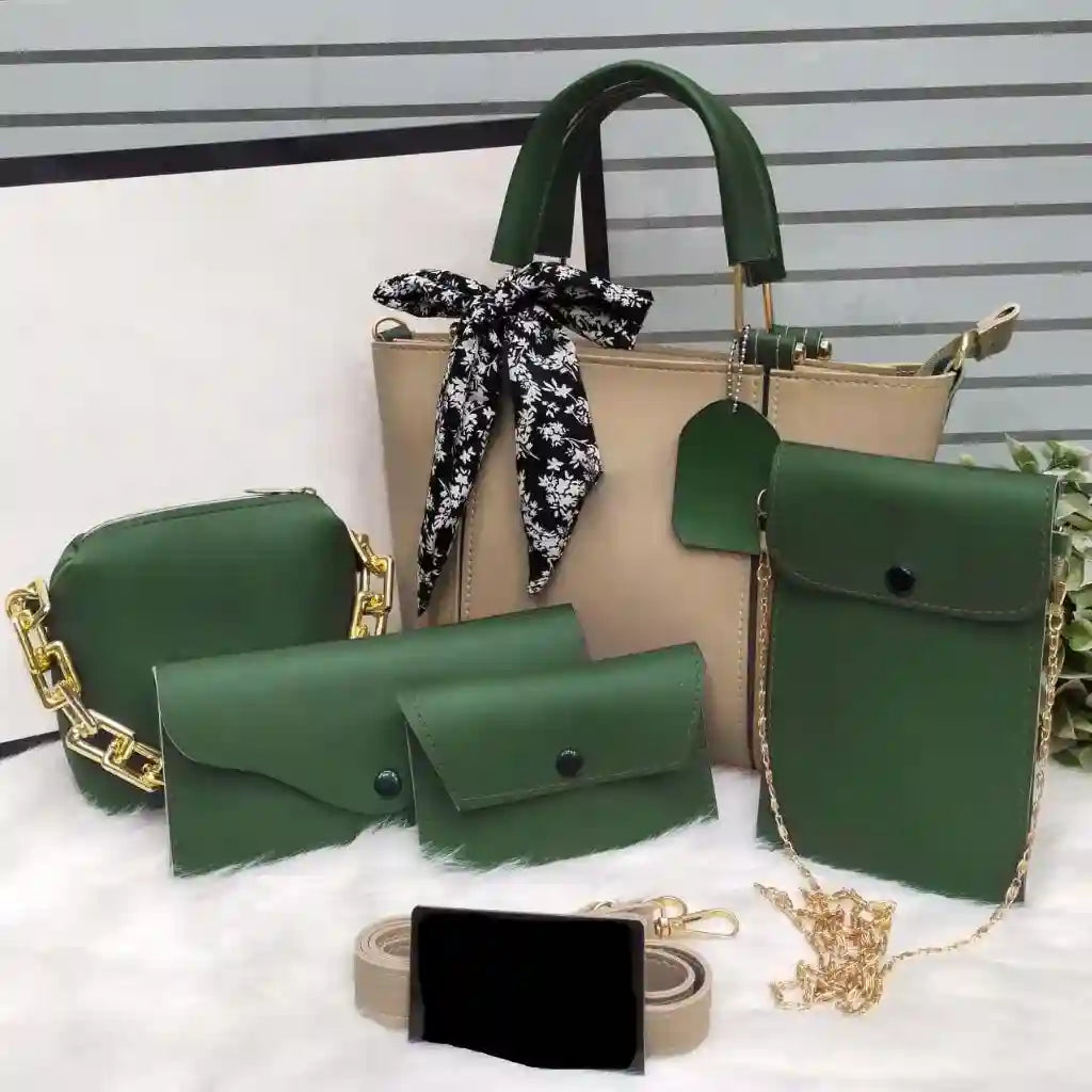 Sable – Luxury 5-Piece Fone Brown Handbag Set