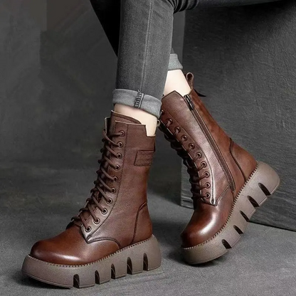 Thick-Soled Boots with Side Zipper