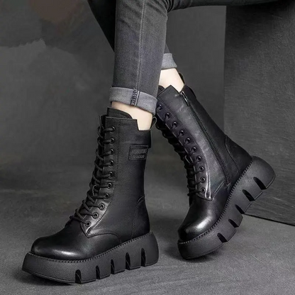 Thick-Soled Boots with Side Zipper