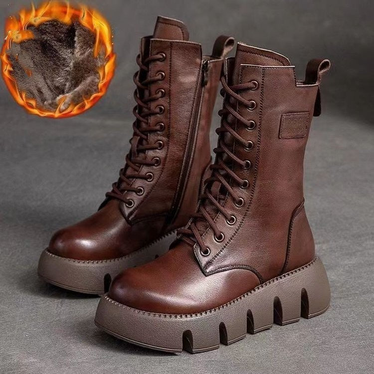 Thick-Soled Boots with Side Zipper