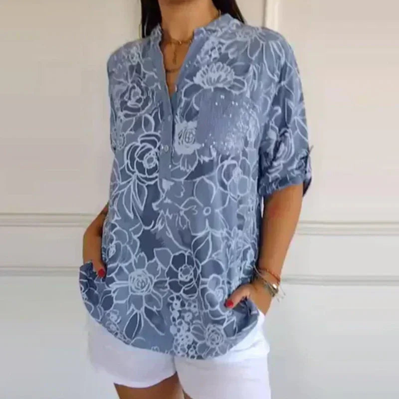CLARINDA – Printed Button-Up Shirt