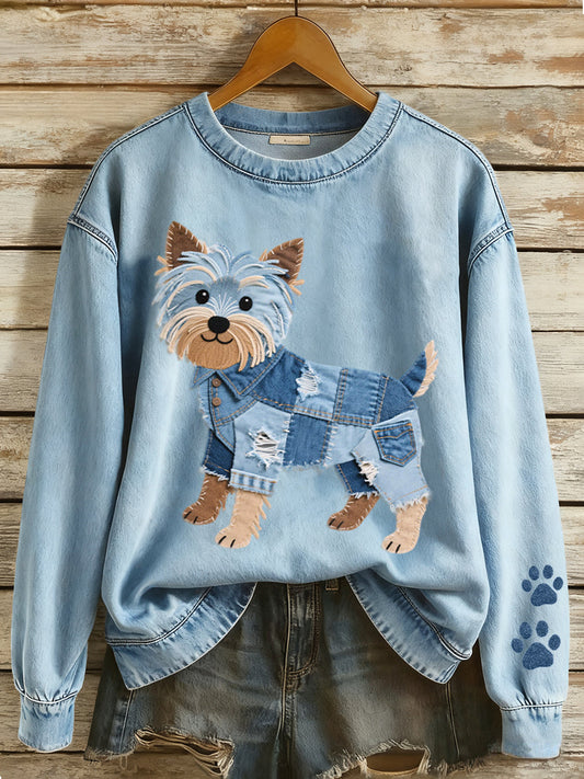 Rosie – Beautiful Women’s Hoodie with Yorkshire Terrier Patchwork Design