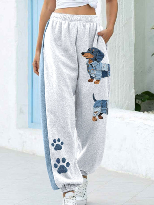 Molly – Women’s Patchwork Jeans with Dachshund Pattern