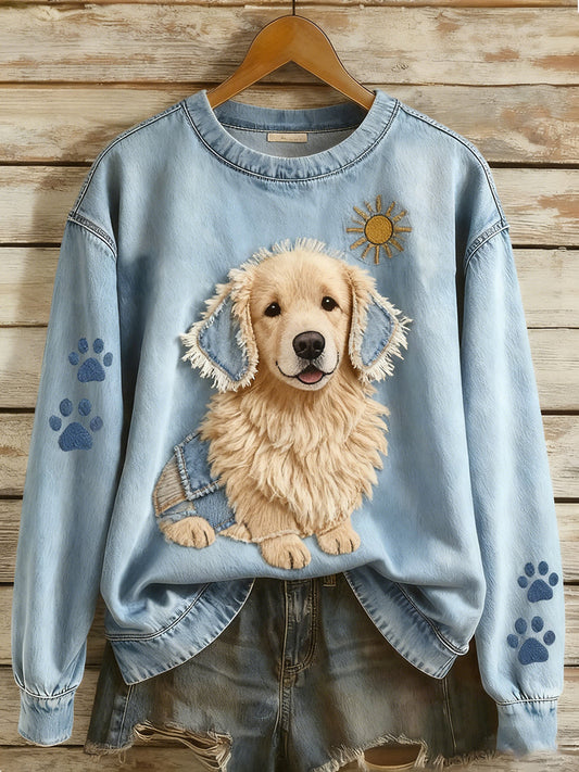 Hazel – Women’s Long-Sleeve Sweatshirt in Retro Style with Animal Art Patchwork