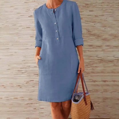 HELENE | Long-sleeved linen dress