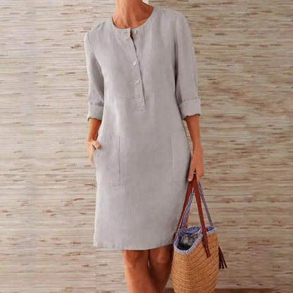 HELENE | Long-sleeved linen dress