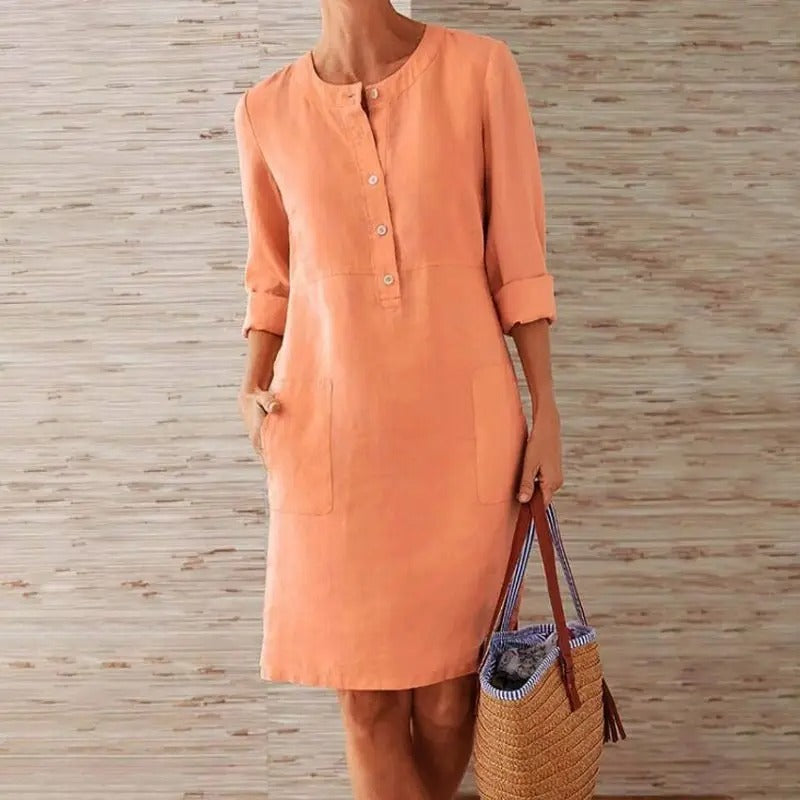 HELENE | Long-sleeved linen dress