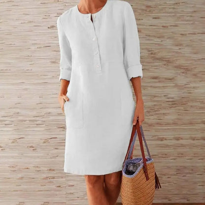 HELENE | Long-sleeved linen dress