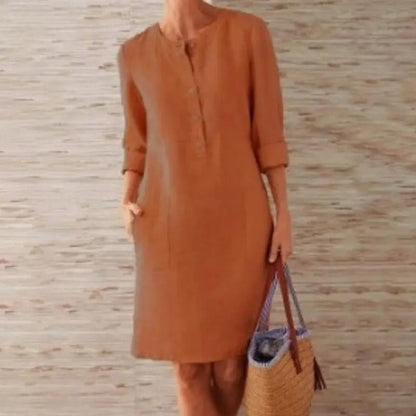 HELENE | Long-sleeved linen dress