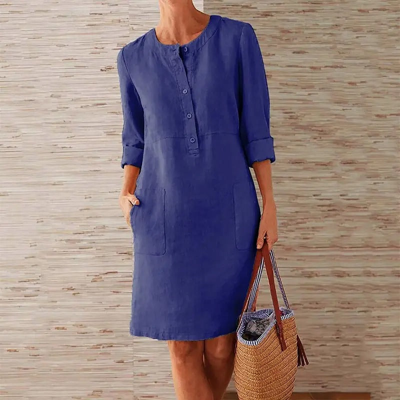 HELENE | Long-sleeved linen dress