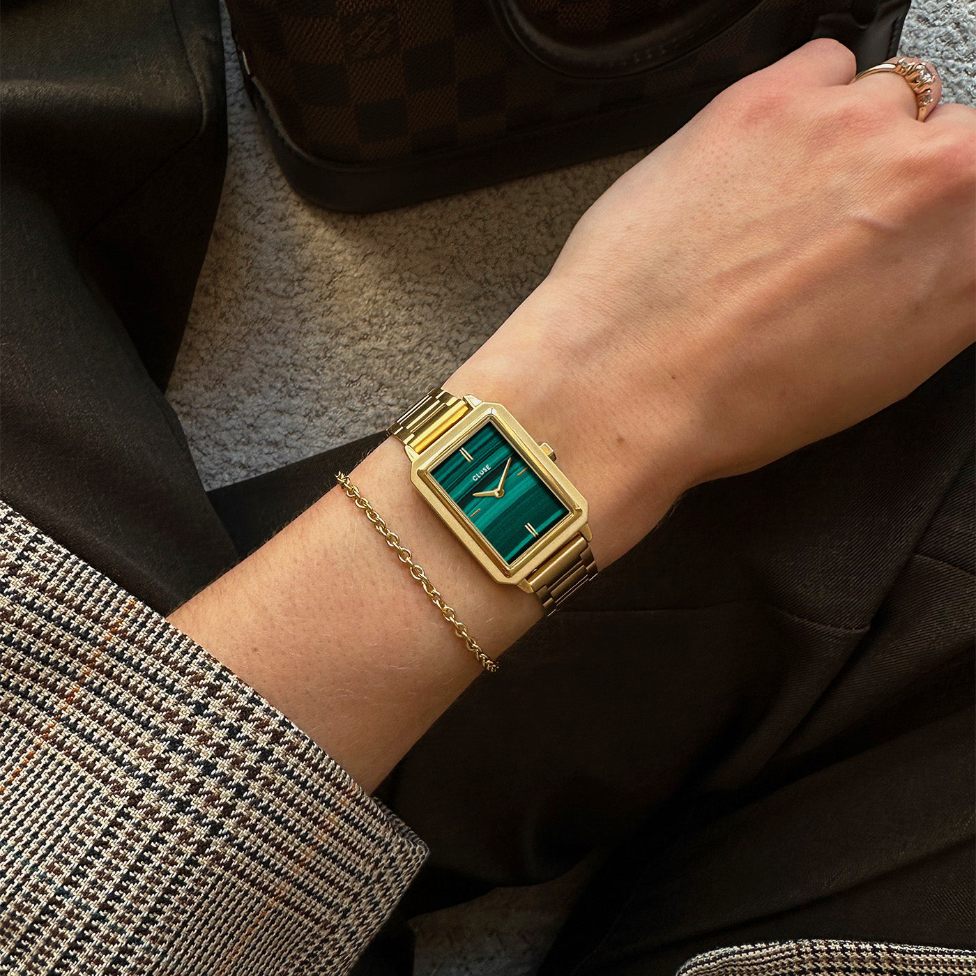 Fluette Watch Steel, Green, Gold Colour